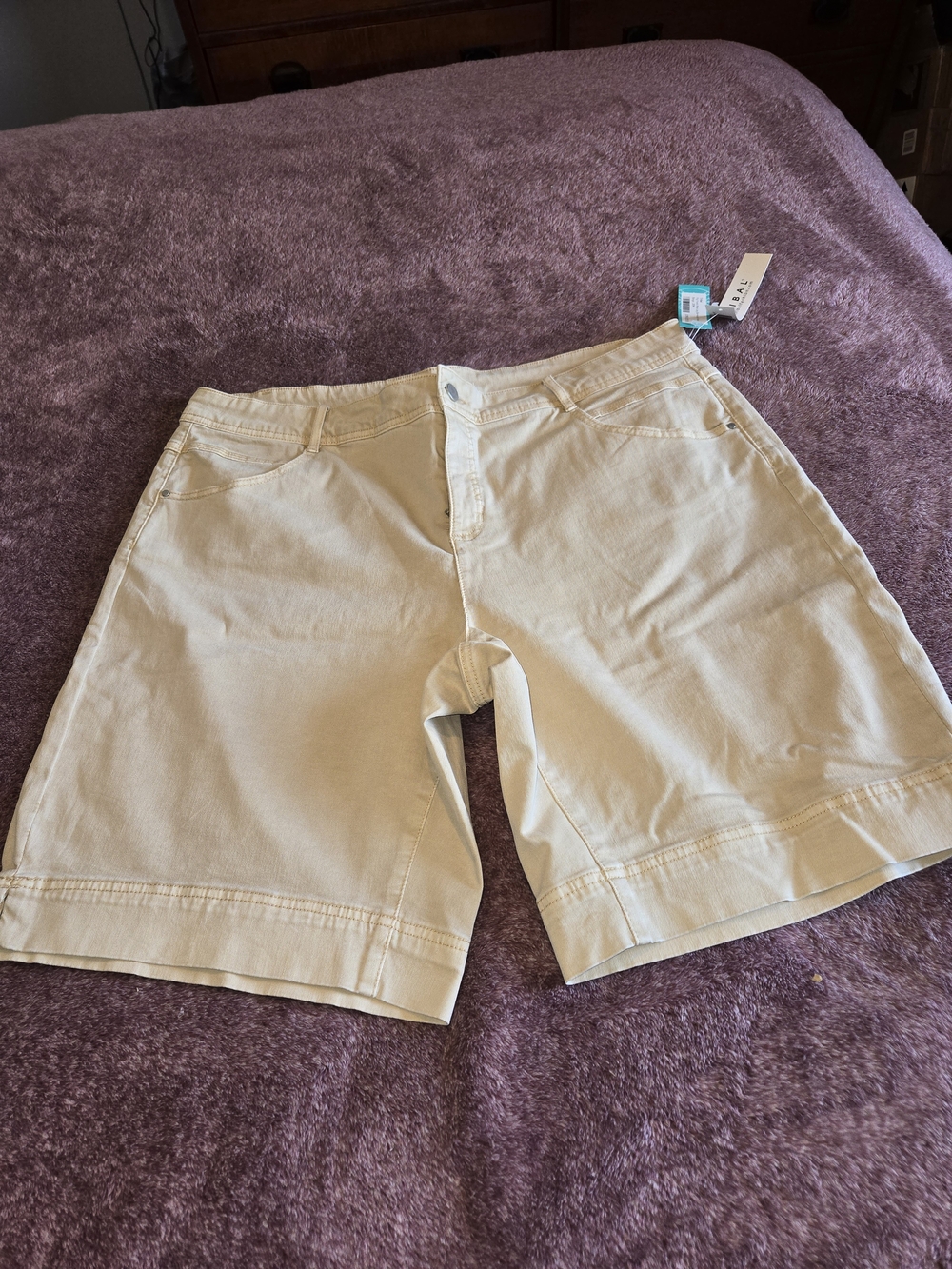 Tribal Women's Beige Flat Front Casual Shorts